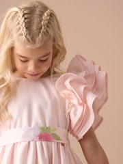Angel & Rocket Pink 100% Cotton Border Print Emillie Tie Sash Dress - Image 3 of 20