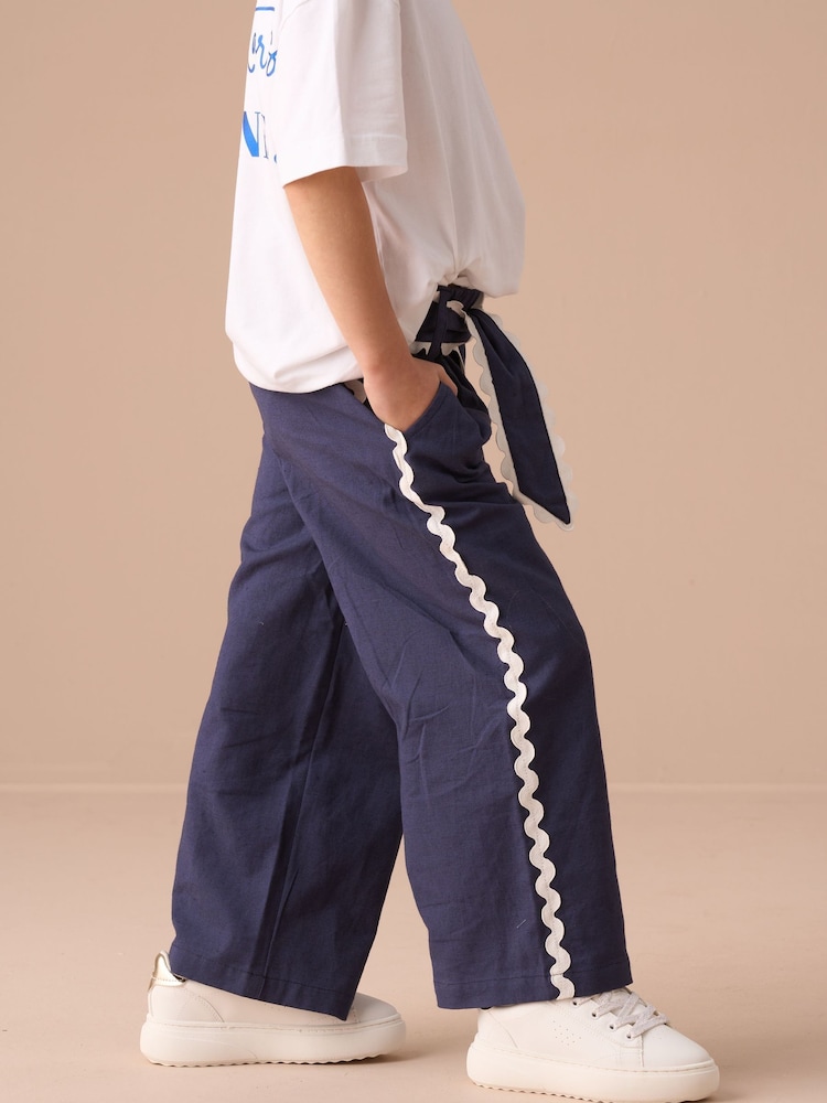Angel & Rocket Blue Erica Linen Blend Trousers - Image 2 of 7