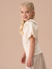 Angel & Rocket White Flossie Bow Shoulder Puff Sleeve Top - Image 2 of 7