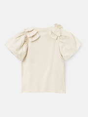Angel & Rocket White Flossie Bow Shoulder Puff Sleeve Top - Image 6 of 7