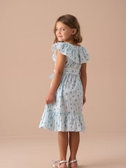 Angel & Rocket Blue Flori Pleated Collar 100% Cotton Dress - Image 3 of 7