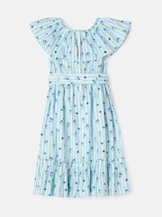 Angel & Rocket Blue Flori Pleated Collar 100% Cotton Dress - Image 6 of 7