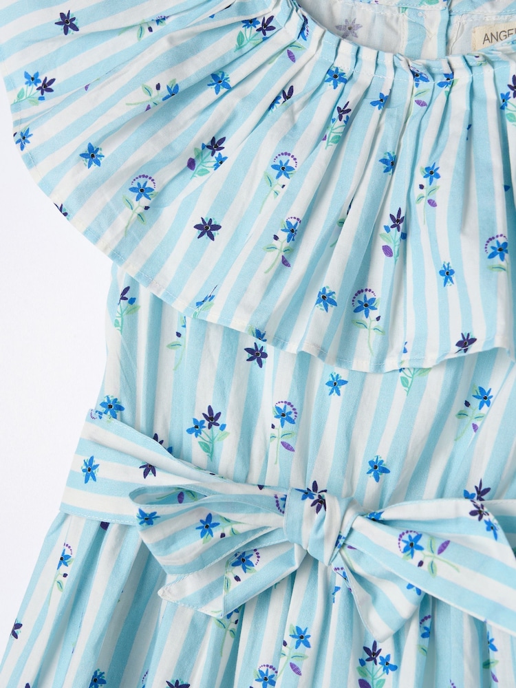 Angel & Rocket Blue Flori Pleated Collar 100% Cotton Dress - Image 7 of 7 Angel & Rocket Blue Flori Pleated Collar 100% Cotton Dress - Image 7 of 7