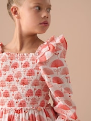 Angel & Rocket Pink Lola Ruffle Shoulder Print 100% Cotton Dress - Image 4 of 7