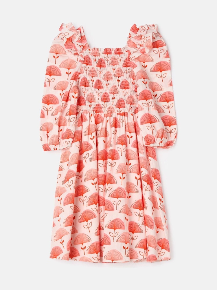 Angel & Rocket Pink Lola Ruffle Shoulder Print 100% Cotton Dress - Image 5 of 7