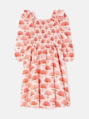 Angel & Rocket Pink Lola Ruffle Shoulder Print 100% Cotton Dress - Image 6 of 7