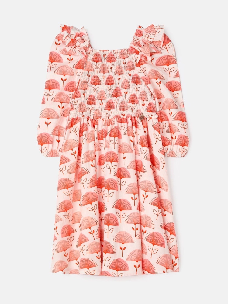 Angel & Rocket Pink Lola Ruffle Shoulder Print 100% Cotton Dress - Image 6 of 7