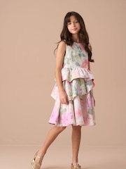 Angel & Rocket Lilah Peplum Tiered Print Dress - Image 4 of 14