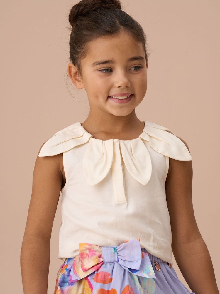 Angel & Rocket White Margaux Ivory Petal Collar 100% Cotton Top - Image 1 of 8