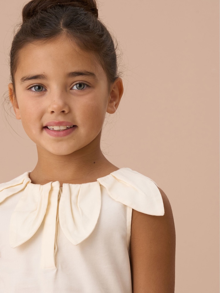 Angel & Rocket White Margaux Ivory Petal Collar 100% Cotton Top - Image 4 of 8