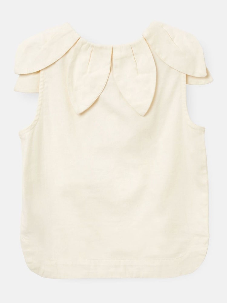 Angel & Rocket White Margaux Ivory Petal Collar 100% Cotton Top - Image 7 of 8