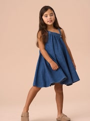 Angel & Rocket Blue Marnie Denim Corsage Swing Dress - Image 3 of 5