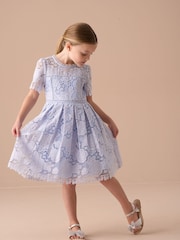 Angel & Rocket Blue Mavea Collared Lace Dress - Image 1 of 8