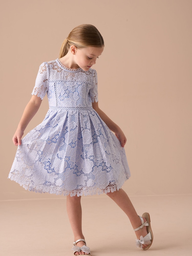 Angel & Rocket Blue Mavea Collared Lace Dress - Image 1 of 8