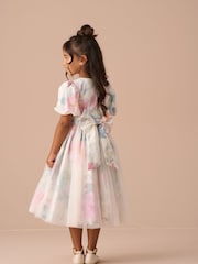 Angel & Rocket Pink Printed Mesh Puff Sleeve Dress - Image 18 of 25