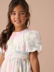 Angel & Rocket Pink Printed Mesh Puff Sleeve Dress - Image 21 of 25