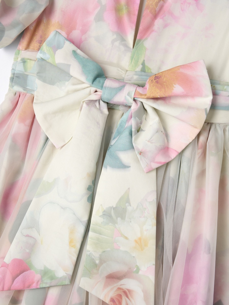 Angel & Rocket Pink Printed Mesh Puff Sleeve Dress - Image 25 of 25