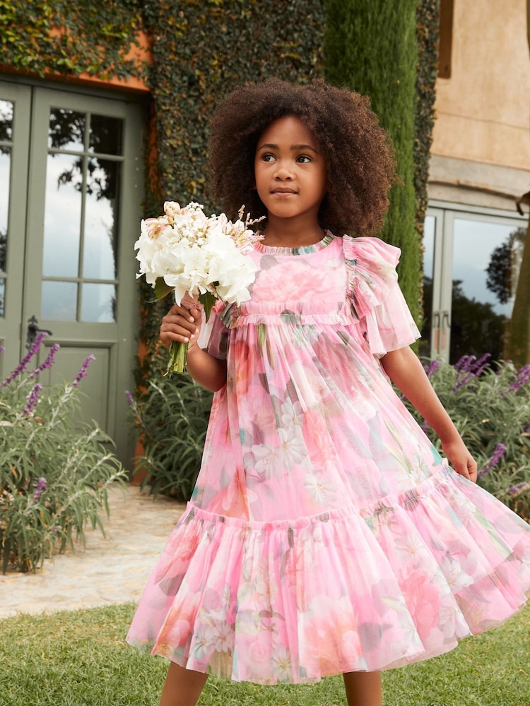 Angel & Rocket Pink Printed Tulle Dress - Image 1 of 19
