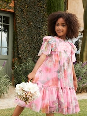 Angel & Rocket Pink Printed Tulle Dress - Image 4 of 19
