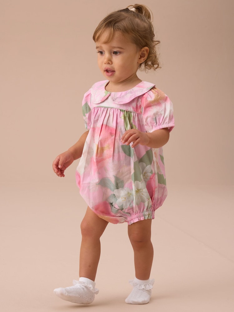 Angel & Rocket Pink Floral Print Romper - Image 2 of 5