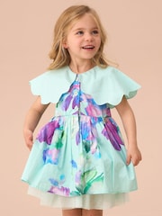 Angel & Rocket Green Sybil Mint Scalloped Collar 100% Cotton Dress with Print Bloomer - Image 1 of 5