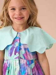 Angel & Rocket Green Sybil Mint Scalloped Collar 100% Cotton Dress with Print Bloomer - Image 2 of 5