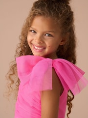 Angel & Rocket Pink Sienna Bow Tiered Mesh Dress - Image 11 of 14