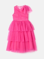 Angel & Rocket Pink Sienna Bow Tiered Mesh Dress - Image 12 of 14