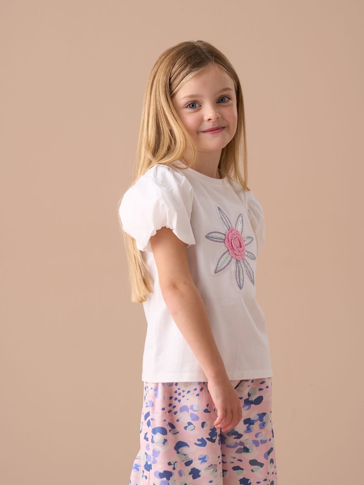 Angel & Rocket White Daisy Pleat Sleeve Top - Image 2 of 6