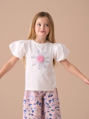 Angel & Rocket White Daisy Pleat Sleeve Top - Image 3 of 6