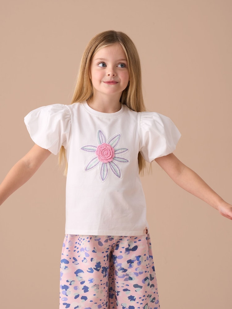 Angel & Rocket White Daisy Pleat Sleeve Top - Image 3 of 6