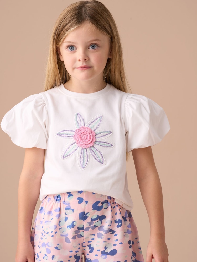 Angel & Rocket White Daisy Pleat Sleeve Top - Image 5 of 6