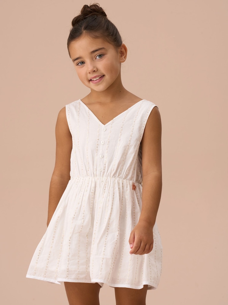 Angel & Rocket White Valentina Sequin Broderie Playsuit - Image 1 of 3