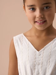 Angel & Rocket White Valentina Sequin Broderie Playsuit - Image 3 of 3