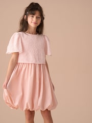 Angel & Rocket Pink Ottilie Puff Ball Angel Sleeve Dress - Image 3 of 7