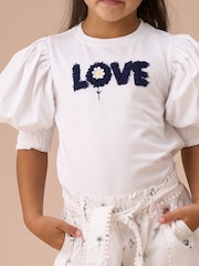 Angel & Rocket White Agatha Heart Print Rib T-Shirt - Image 4 of 7
