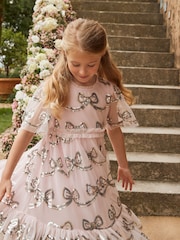 Angel & Rocket Pink Delta Mint Sequin Bow Mesh Dress - Image 1 of 17