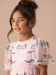 Angel & Rocket Pink Delta Mint Sequin Bow Mesh Dress - Image 12 of 17