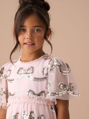 Angel & Rocket Pink Delta Mint Sequin Bow Mesh Dress - Image 14 of 17