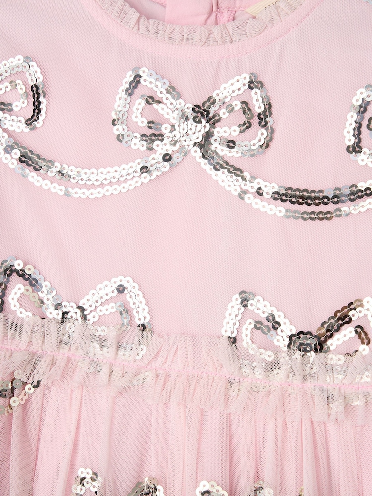 Angel & Rocket Pink Delta Mint Sequin Bow Mesh Dress - Image 17 of 17