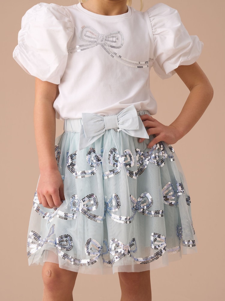 Angel & Rocket Blue Jolie Mesh Sequin Skirt - Image 1 of 6