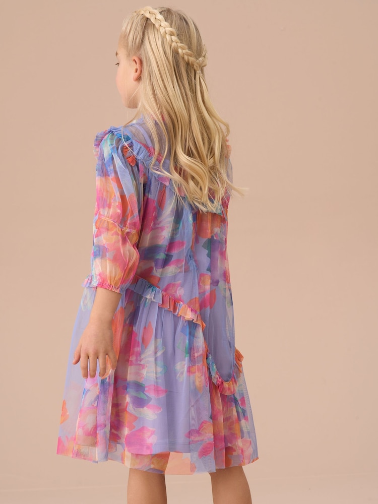 Angel & Rocket Purple Cara Printed Swing Mesh Dress - Image 2 of 5