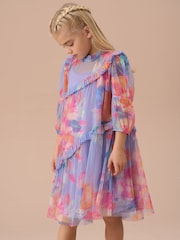Angel & Rocket Purple Cara Printed Swing Mesh Dress - Image 3 of 5