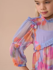 Angel & Rocket Purple Cara Printed Swing Mesh Dress - Image 5 of 5