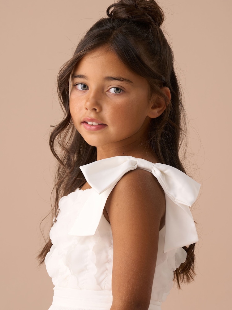 Angel & Rocket White Lara Bow Shoulder Georgette Dress - Image 3 of 8