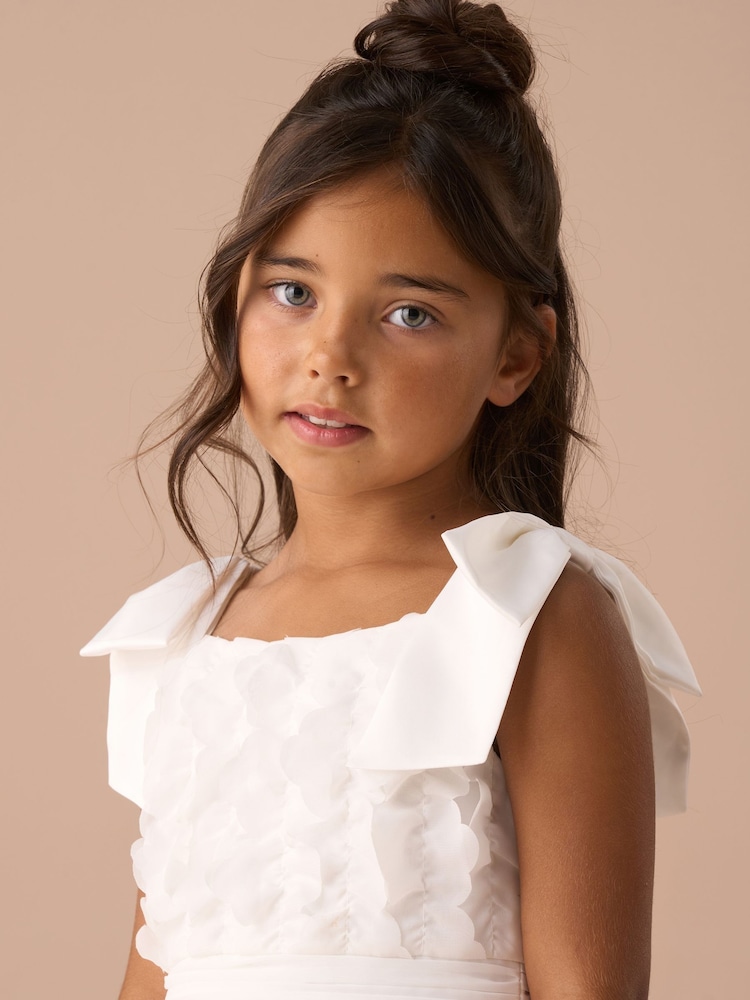 Angel & Rocket White Lara Bow Shoulder Georgette Dress - Image 5 of 8