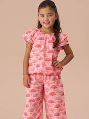 Angel & Rocket Pink Carman Fan Floral Trousers - Image 3 of 7