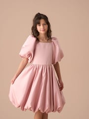 Angel & Rocket Elle Pink Bubble Hem Satin Dress - Image 10 of 15