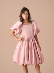 Angel & Rocket Elle Pink Bubble Hem Satin Dress - Image 11 of 15