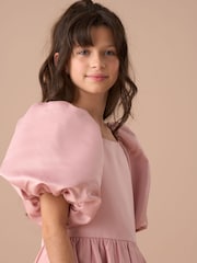 Angel & Rocket Elle Pink Bubble Hem Satin Dress - Image 12 of 15